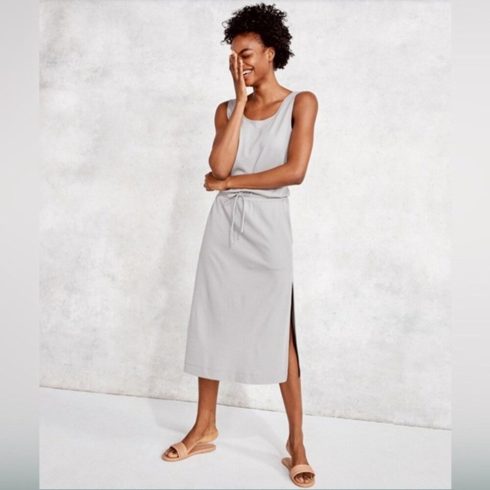 HAVEN WELL WITHIN women's size medium M white jersey knit midi overall dress